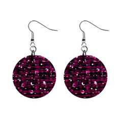 Magenta Abstract Art Mini Button Earrings