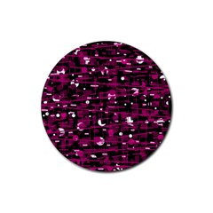 Magenta Abstract Art Rubber Coaster (round)  by Valentinaart