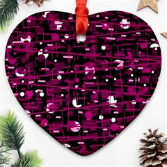 Magenta Abstract Art Heart Ornament (2 Sides)