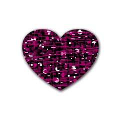 Magenta Abstract Art Rubber Coaster (heart) 