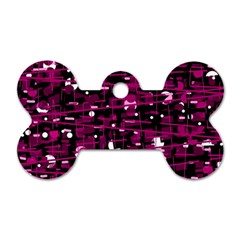 Magenta Abstract Art Dog Tag Bone (one Side) by Valentinaart