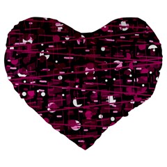 Magenta Abstract Art Large 19  Premium Heart Shape Cushions