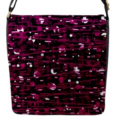 Magenta Abstract Art Flap Messenger Bag (s) by Valentinaart