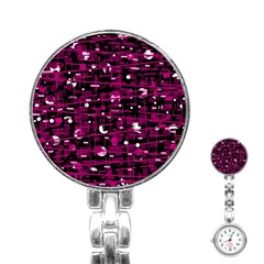 Magenta Abstract Art Stainless Steel Nurses Watch