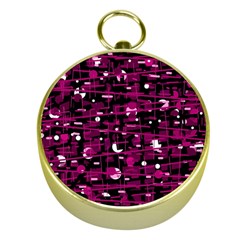 Magenta Abstract Art Gold Compasses