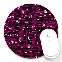 Magenta Abstract Art Round Mousepads