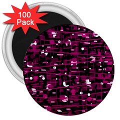 Magenta Abstract Art 3  Magnets (100 Pack)