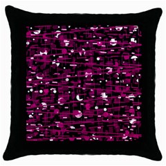 Magenta Abstract Art Throw Pillow Case (black) by Valentinaart