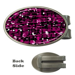 Magenta Abstract Art Money Clips (oval) 