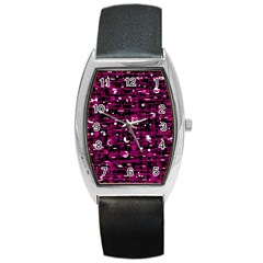 Magenta Abstract Art Barrel Style Metal Watch