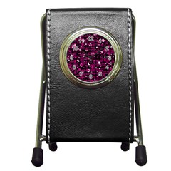 Magenta Abstract Art Pen Holder Desk Clocks