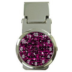 Magenta Abstract Art Money Clip Watches