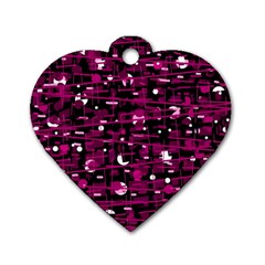 Magenta Abstract Art Dog Tag Heart (one Side)