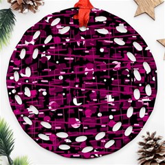 Magenta Abstract Art Ornament (round Filigree)  by Valentinaart