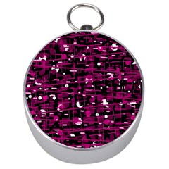 Magenta Abstract Art Silver Compasses