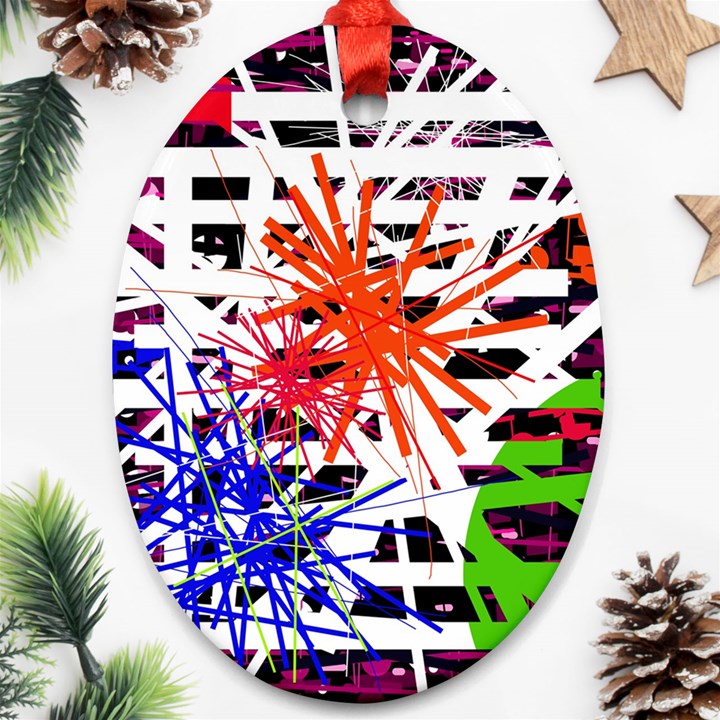 Colorful big bang Oval Ornament (Two Sides)