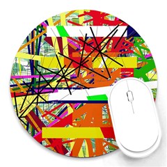 Colorful Abstraction By Moma Round Mousepads