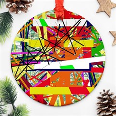 Colorful Abstraction By Moma Ornament (round)  by Valentinaart