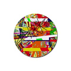 Colorful Abstraction By Moma Rubber Round Coaster (4 Pack) 