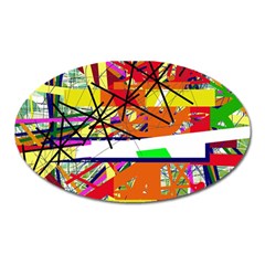 Colorful Abstraction By Moma Oval Magnet by Valentinaart