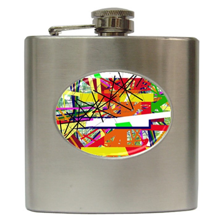 Colorful abstraction by Moma Hip Flask (6 oz)