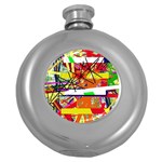 Colorful abstraction by Moma Round Hip Flask (5 oz) Front