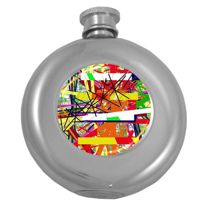 Colorful abstraction by Moma Round Hip Flask (5 oz)