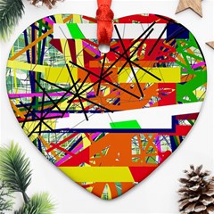 Colorful Abstraction By Moma Heart Ornament (2 Sides)