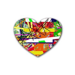 Colorful Abstraction By Moma Rubber Coaster (heart) 