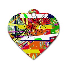 Colorful Abstraction By Moma Dog Tag Heart (one Side)