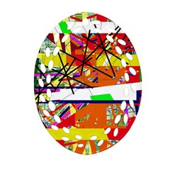 Colorful Abstraction By Moma Oval Filigree Ornament (2-side) 