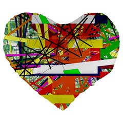 Colorful Abstraction By Moma Large 19  Premium Heart Shape Cushions