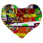 Colorful abstraction by Moma Large 19  Premium Flano Heart Shape Cushions Front