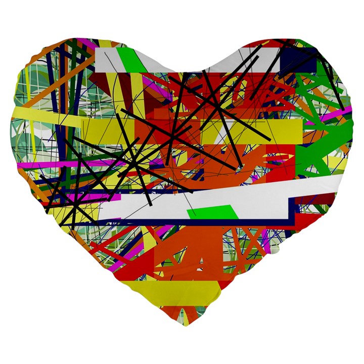 Colorful abstraction by Moma Large 19  Premium Flano Heart Shape Cushions