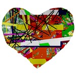 Colorful abstraction by Moma Large 19  Premium Flano Heart Shape Cushions Back