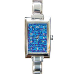 Blue Decorative Art Rectangle Italian Charm Watch by Valentinaart