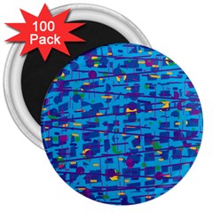 Blue Decorative Art 3  Magnets (100 Pack)