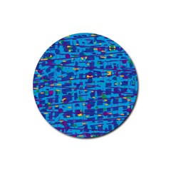 Blue Decorative Art Rubber Round Coaster (4 Pack) 