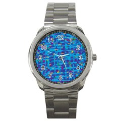 Blue Decorative Art Sport Metal Watch