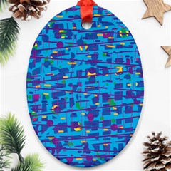 Blue Decorative Art Oval Ornament (two Sides) by Valentinaart