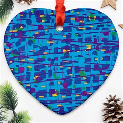 Blue Decorative Art Heart Ornament (2 Sides) by Valentinaart