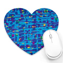 Blue Decorative Art Heart Mousepads