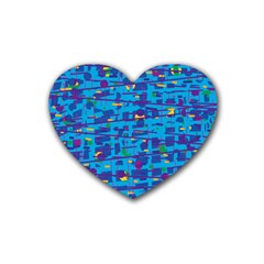 Blue Decorative Art Rubber Coaster (heart) 