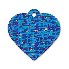 Blue Decorative Art Dog Tag Heart (one Side)