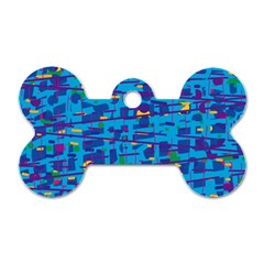 Blue Decorative Art Dog Tag Bone (two Sides)