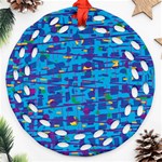 Blue decorative art Round Filigree Ornament (2Side) Back