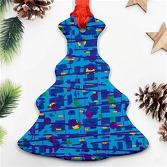 Blue Decorative Art Christmas Tree Ornament (2 Sides)