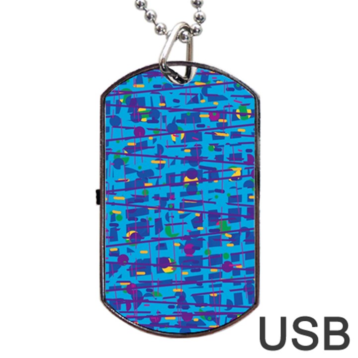 Blue decorative art Dog Tag USB Flash (Two Sides) 