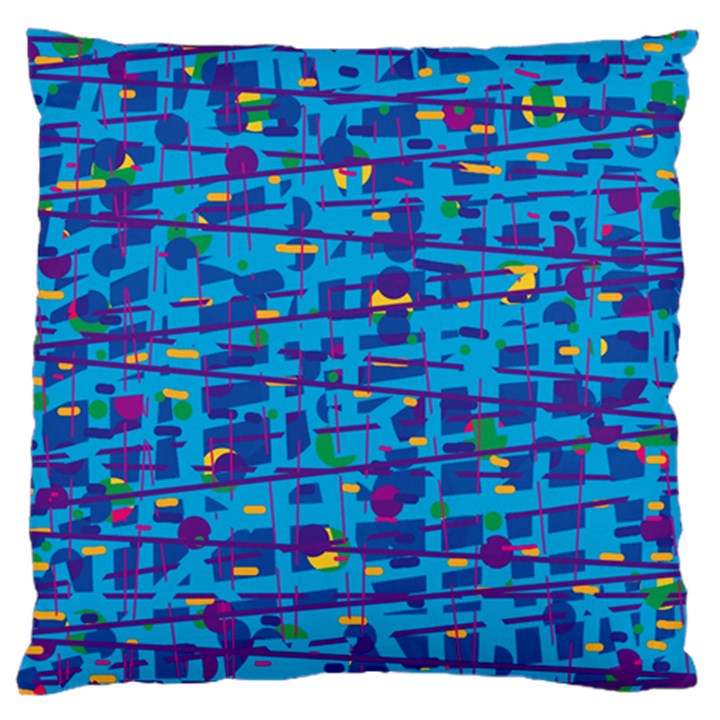 Blue decorative art Large Cushion Case (Two Sides)