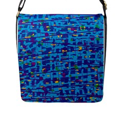 Blue Decorative Art Flap Messenger Bag (l) 